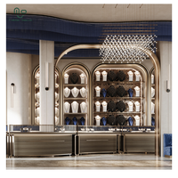 Vitrine de présentation de bijoux et montres en acier inoxydable de luxe avec éclairage LED - Design de décoration de magasin de détail écologique