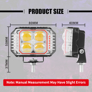 Faro <span class=keywords><strong>LED</strong></span> per Moto da Commercio Estero, Tre Lenti a 4 <span class=keywords><strong>LED</strong></span> Lampeggianti Rosso Blu, Abbaglianti/Anabbaglianti Esterni, Montaggio Mid-Grid OLIVER - Product Image 3