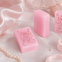 Tuiles d'art en résine dorée gravées Mahjong, rose pâle personnalisé, cadeau de mariage, décoration de table romantique, pièces de jeu de Mahjong