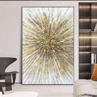 Peinture à l'huile abstraite moderne texturée épaisse, 100 % peinte à la main, lignes argentées et dorées, sur toile