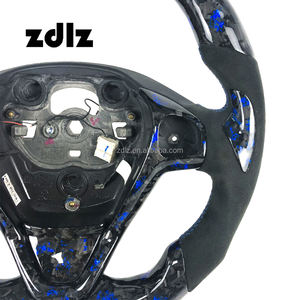 Volant <span class=keywords><strong>sport</strong></span> personnalisé en cuir suédé et fibre de carbone forgée avec LED bleues pour Ford <span class=keywords><strong>Fiesta</strong></span> ST <span class=keywords><strong>MK7</strong></span> 2009-2017 - Product Image 3