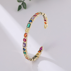 Y2K Bold <b>Rainbow</b> Zircon Open for <b>Bracelet</b> Gemstone Cuff for Gen Z Fashionable for <b>Bracelet</b> and Bangles - Product Image 5