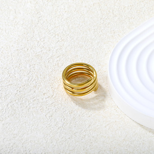 แหวนดีไซน์เรขาคณิตแบบซ้อนได้ ทำจากสแตนเลสสตีล 18k ขนาด 6 7 8 เครื่องประดับแฟชั่นสำหรับทุกเพศ - Product Image 3
