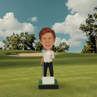 Bobblehead de joueur de golf fabriqué à la main-Figurine de hochement de tête personnalisée, Sculpture de passionné de sport pour la décoration de bureau et les souvenirs de club de golf