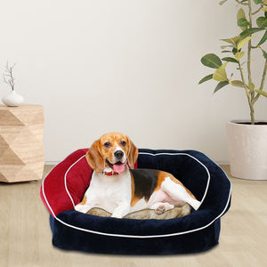 Cama Ortopédica para Perro de Peluche Corto Rojo y Negro Personalizada por el Fabricante para Perros Medianos y Grandes - Product Image 1
