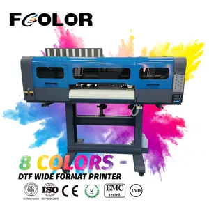 FCOLRO 60 ซม.ดิจิตอล 8 สีฟิล์ม PET DTF เครื่องพิมพ์สําหรับเสื้อยืดพิมพ์สาม Epson I3200 หัวพิมพ์