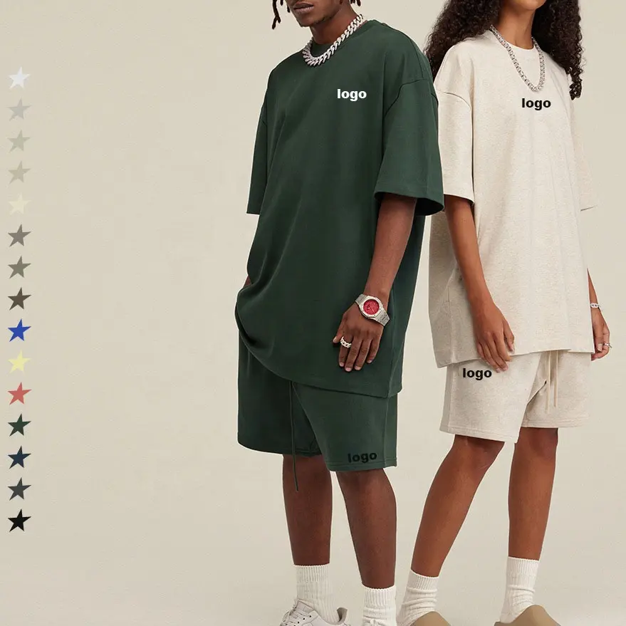 Plus Größe 15 Farben Unisex Sporthalle OEM lose T-Shirts und Shorts Bettwäsche 100% Baumwolle Pyjama für Frauen Männer Set