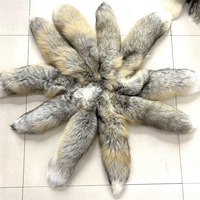 Porte-clés en fourrure de renard bleu naturel véritable tanné, queue de renard café, porte-clés en fourrure de renard d'île dorée, 40-45 cm