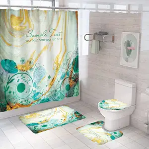 Bathroom Shower Curtains and Mats Shower Curtain with Bath Mat Shaoxing Digital Printing Shower Curtain Sets with Rugs