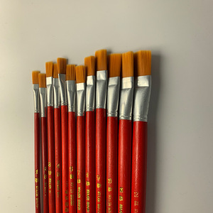 Lot de pinceaux d'artiste en nylon noir à manche en bois pour aquarelle, formes et tailles variées, excellente tenue de la peinture, prix bas, vente en gros - Product Image 5