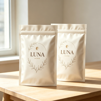 Sacs d'emballage pour grains de café en LDPE mat à logo personnalisé, scellés sur trois côtés, thermosoudables, qualité alimentaire, impression numérique pour café torréfié