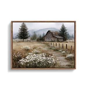 Arte de pared enmarcado: lienzo de granja de campo, paisaje de granja, Escena rural, obra de arte para decoración de sala de estar y dormitorio - Product Image 4