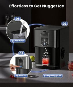 Machine à glaçons électrique Nugget de comptoir, 44 lb/24h, pour glaçons carrés mous et mâchables, avec distributeur et réservoir d'eau - Product Image 5