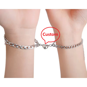 Braccialetto a catena cubana con cuore e gioiello Zhongzhe lettera personalizzata 2025 regalo di <span class=keywords><strong>san</strong></span> <span class=keywords><strong>valentino</strong></span> bracciale magnetico coppia in acciaio inossidabile - Product Image 1