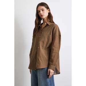 Camisa de Lino Oversize para Mujer, Color Café, Blusa Casual con Botones, para Uso Diario - Product Image 5