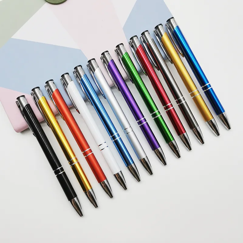 Custom Pen Logo Gegraveerde Metalen Balpen Perfecte Promotie Gemengde Kleuren Stock Ball Pen