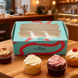 Paquet personnalisé clair Long Muffin Bakery Sshop Valentine <span class=keywords><strong>Mini</strong></span> 4 6 8 12 pièces capacité boîtes à cupcakes avec support - Product Image 6