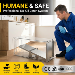 Piège à souris transparent en PC avec cadre métallique, capture-rongeurs <span class=keywords><strong>professionnel</strong></span> sans mise à mort, vente en gros, fournisseur d'usine - Product Image 1