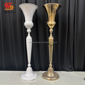 Soporte de flores de suelo alto de oro blanco de Metal de alta calidad suave florero de oro alto centro de mesa de boda - Product Image 1