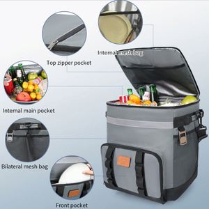 Sac isotherme souple noir réutilisable et imperméable pour livraison de repas, pique-nique et extérieur, avec logo personnalisé - Product Image 4