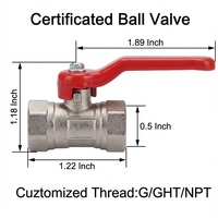 Vanne à boisseau sphérique en laiton forgé YOD OEM, filetage NPT femelle, poignée longue, à passage complet de 1/2 à 3/4 pouce, pour eau, gaz, irrigation et plomberie