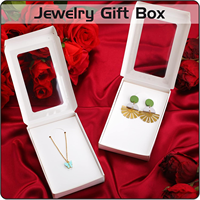 Boîtes à bijoux personnalisées en papier kraft blanc avec fenêtre transparente, revêtement UV, dossiers gaufrés pour l'emballage de produits ménagers et de cadeaux