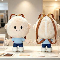 Sac à dos en peluche personnalisé avec personnage de dessin animé, caractéristiques faciales brodées, tissu à poils courts, pour usage quotidien, destiné aux importateurs de jouets, OEM ODM