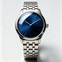 Reloj Mecánico Automático Personalizado con Correa de Acero Inoxidable para Hombre, Esfera Azul de 40 mm, Bisel Redondo, Movimiento 3235
