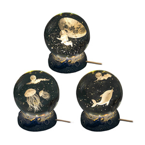 Boule de cristal colorée 3d, <span class=keywords><strong>veilleuse</strong></span> USB interstellaire, coquille de méduse, dauphin, bureau, lumineux, cadeau romantique pour enfant - Product Image 2