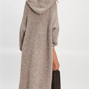 Mode quantité minimale de commande bas OEM <span class=keywords><strong>Cardigan</strong></span> <span class=keywords><strong>beige</strong></span> à longues franges pour femmes <span class=keywords><strong>Cardigan</strong></span> <span class=keywords><strong>long</strong></span> en tricot moelleux Veste décontractée pour femmes Style <span class=keywords><strong>long</strong></span> - Product Image 3