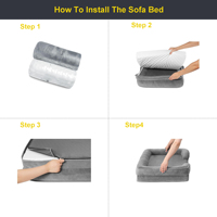 Lit pour chien de luxe de haute qualité en fausse fourrure et velours, carré, imperméable, doux, orthopédique, en mousse à mémoire de forme, avec fond antidérapant
