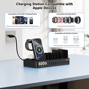 Station de charge sans fil 600W pour plusieurs appareils, 15 en 1, pour <span class=keywords><strong>Apple</strong></span>, double <span class=keywords><strong>USB</strong></span>-<span class=keywords><strong>C</strong></span> 100W, tablette pour MacBook, iPhone, iPad, tablette - Product Image 5