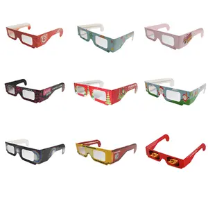 批发纸质3D烟花衍射眼镜出售定制特殊镜头效果，如圣诞老人/雪人