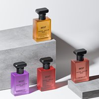 Flacon de parfum vide en verre dépoli dégradé 30ml 50ml 1oz, flacon pulvérisateur carré à fine brume avec capuchon noir facetté
