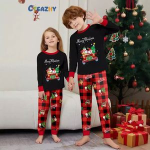 Pijamas Térmicos para Mujer, Ropa de Dormir con Estampado de Muñeco de Nieve y Árbol de Navidad, Ropa de Casa con Logotipo Frontal para Niños - Product Image 4
