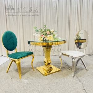 Hot Sale Factory Price Hotel Events Wedding Party Furniture Round Dining <strong>Tables</strong> Gold Stainless Steel Mirror <strong>Glass</strong> Cake <strong>Table</strong> - Product Image 5