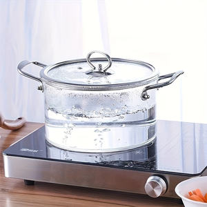 Design moderne Durable Lave-vaisselle 2.5-5.5 L Casserole en verre borosilicaté de <span class=keywords><strong>grand</strong></span> <span class=keywords><strong>volume</strong></span> avec deux oreilles et couvercle pour marmite à soupe - Product Image 6