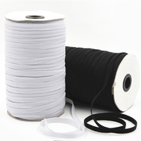 YIWU Vente en gros de sangles en polyester brodées extensibles de 3 mm/5 mm/6 mm/8 mm/10 mm/12 mm, cordon élastique plat tressé