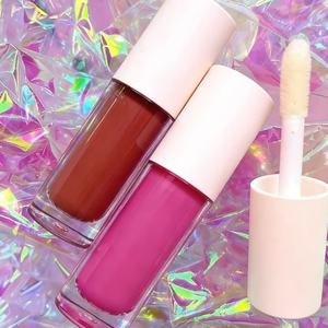 Wholesale Vegan Cosmetics pink <b>clear</b> Nude Lipgloss Vendor Custom logo Glitter Lipgloss Private Label Lip <b>Gloss</b> - Product Image 3