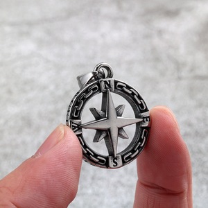 Stainless Steel Compass Pendant Necklace <b>Star</b> Shape Geometric <b>Design</b> Unisex Fashion Jewelry For Clothing Matching - Product Image 4
