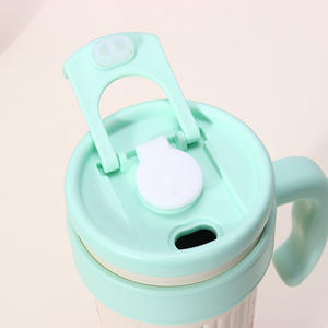 Vaso Infantil Aislado con Pajita B-2077, Acero Inoxidable 316, Azul Claro, con Asa, para Uso en Casa y Oficina - Product Image 1