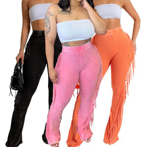 <span class=keywords><strong>Pantaloni</strong></span> <span class=keywords><strong>donna</strong></span> <span class=keywords><strong>donna</strong></span> <span class=keywords><strong>donna</strong></span> Casual <span class=keywords><strong>pantaloni</strong></span> lunghi in tinta unita con nappe <span class=keywords><strong>pantaloni</strong></span> a zampa d'elefante con frangia aderente elasticizzata rosa arancione - Product Image 1