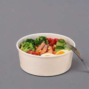 Vente en gros de bols à soupe en papier jetables biodégradables blancs personnalisés avec couvercle - Product Image 2