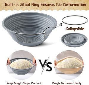 Kit de boulangerie au levain : <span class=keywords><strong>Tapis</strong></span> de fermentation pliable en <span class=keywords><strong>silicone</strong></span>, pot de fermentation non toxique, compatible lave-vaisselle et four, avec accessoires en bois - Product Image 3