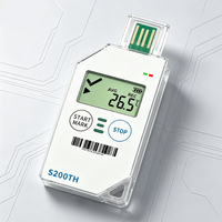 Registrador de Temperatura y Humedad S200TH de un Solo Uso con Pantalla LCD USB, Informe en PDF, Plástico, Clasificación IP54