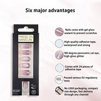 Faux ongles oeil de chat presse sur les ongles nouveau Style tête carrée courte 24 pièces avec boîtes d'emballage ongles réutilisables faux en gros