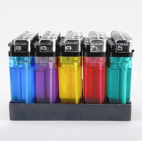 Briquet LED noir coupe-vent portable jetable classique avec logo personnalisé, à gaz butane, en plastique, accessoire pour fumeurs de cigarettes