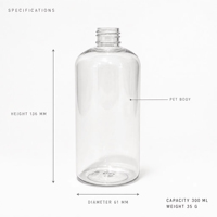 Flacon cosmétique PET 300 ml, conteneur en plastique rond vide de 35 g avec bouchon à vis ou en aluminium, logo personnalisé pour toner, sérum, lotion