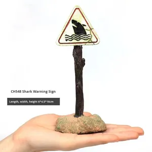 수족관 장식용 만화풍 레진 장식품 실내 어항 시뮬레이션 산호 물고기 새우 은신처 수중 경고 표지판 장식품 - Product Image 2