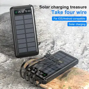 Fabbrica banca di energia solare 20000mAh banche di energia solare doppia torce a LED viene fornito con 4 fili Powerbank 30000mah